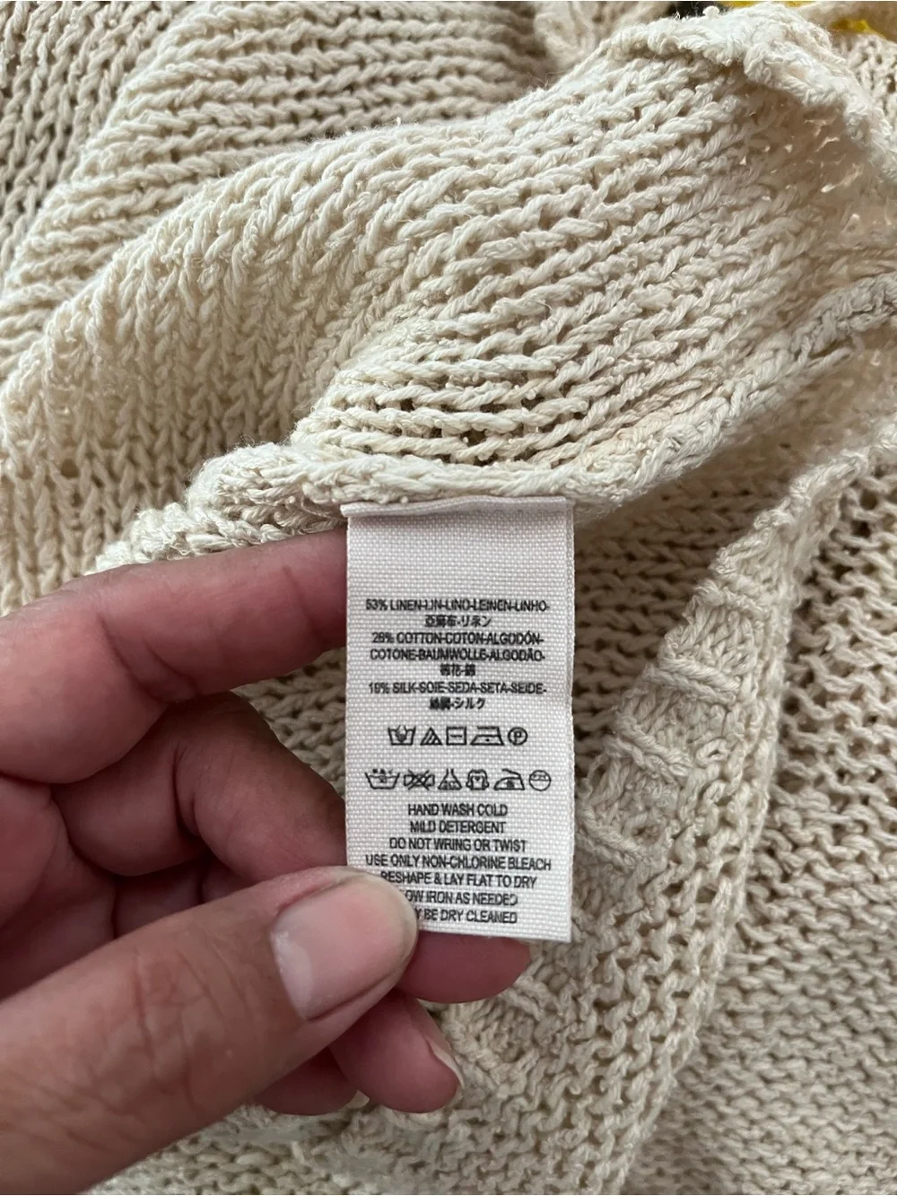 Free People Beige V-Neck Open Knit Sweater